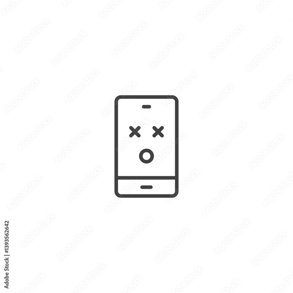 Mobile device game over icon in simple line design Mobile device game over icon in simple line design