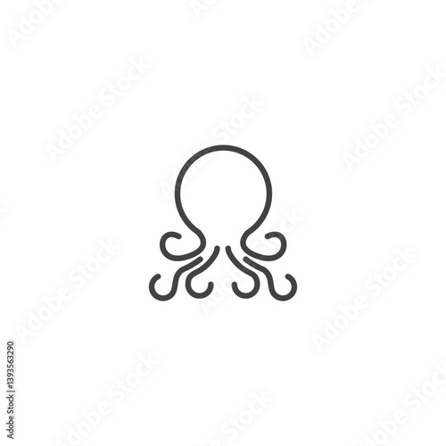 Simple line icon of octopus with curled tentacles