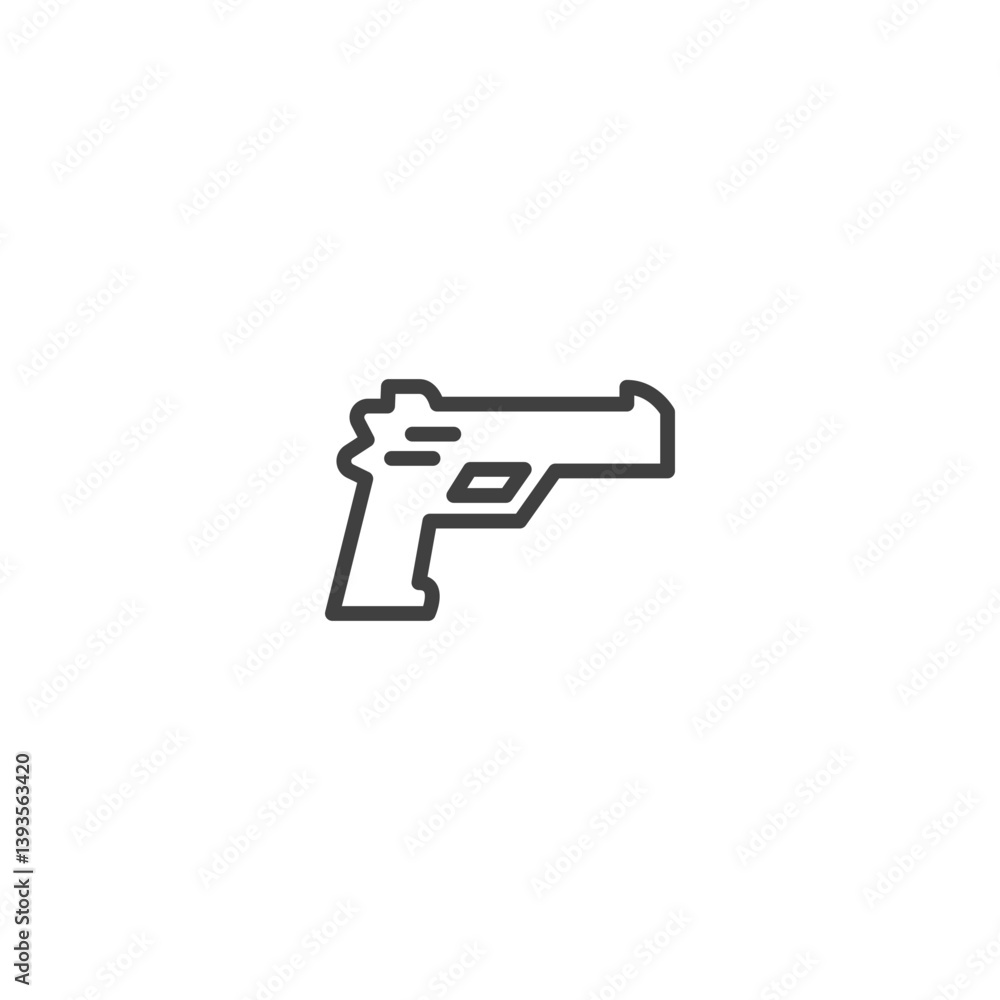 Simple outline icon of a handgun for security and weapon themes Simple outline icon of a handgun for security and weapon themes
