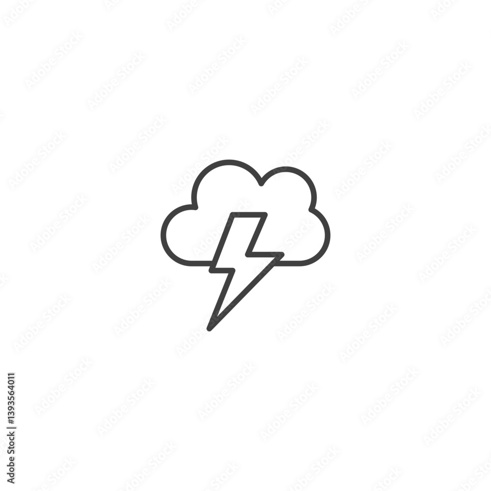 Cloud lightning icon line art for weather apps and digital designs Cloud lightning icon line art for weather apps and digital designs