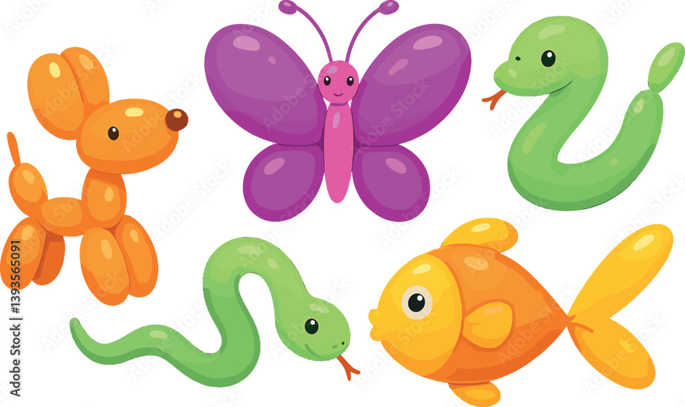 Naklejka premium Colorful cartoon animals collection for kids' design and education