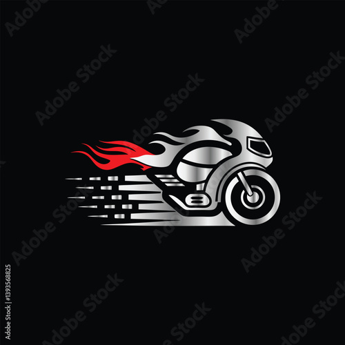 Motorcycle speed logo. Motorcycle logo. Motorcycle logo. motorcycle racing logo vector icon illustration design template on black background