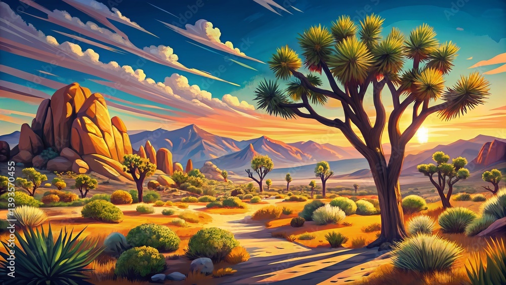 Stunning Joshua Tree National Park Summer Panorama A Breathtaking Mojave Desert Landscape