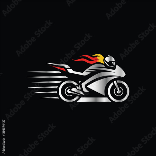 Motorcycle speed logo. Motorcycle logo. Motorcycle logo. motorcycle racing logo vector icon illustration design template on black background