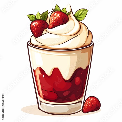 Wallpaper Mural Refreshing Strawberry Sundae in Glass - Layered Ice Cream Dessert with Whipped Cream and Berries Torontodigital.ca