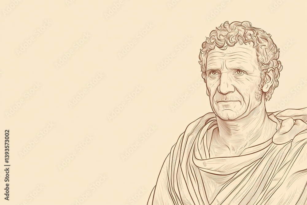 Elegant Depiction of Seneca the Younger in Roman Toga Elegant Depiction of Seneca the Younger in Roman Toga