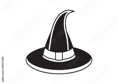 Halloween witch hat Vector, witch hat silhouette illustration