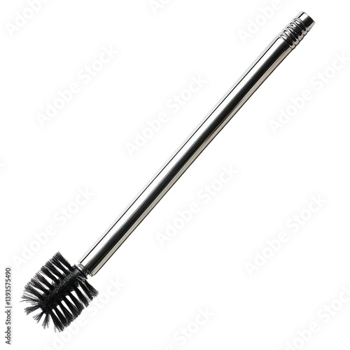 Stainless steel straw with a cleaning brush isolated on white background photo