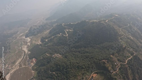 Nepal. Flying and parachuting in the mountains of Nepal. Gandaki province.