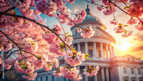 Delicate Pink Cherry Blossom Branches A Spring Floral Background for Nature Photography