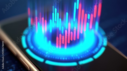 A sleek smartphone showcases vibrant holographic data, depicting the dynamic world of cryptocurrency markets.