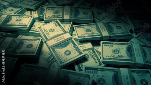 Money Pile In Shaft Of Light