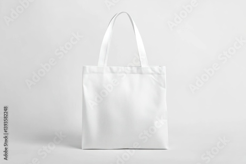 Displaying White Tote Bag for Shopping Against Clean Background Studio Shot