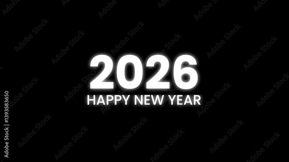 2026 happy new year animation in high resolution with transparent background