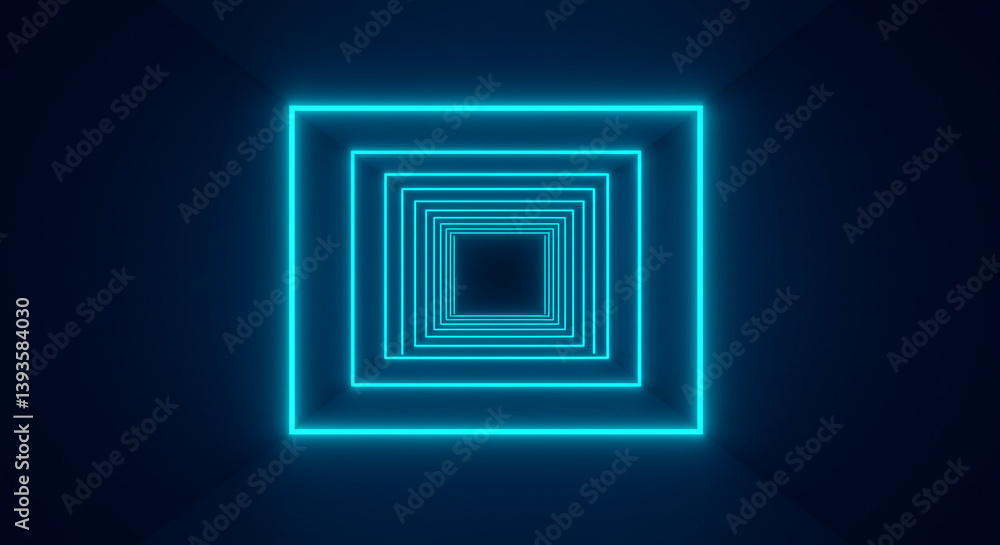 A mesmerizing journey into infinity, neon squares receding into a deep blue abyss, creating a hypnotic and futuristic effect. A mesmerizing journey into infinity, neon squares receding into a deep blue abyss, creating a hypnotic and futuristic effect.