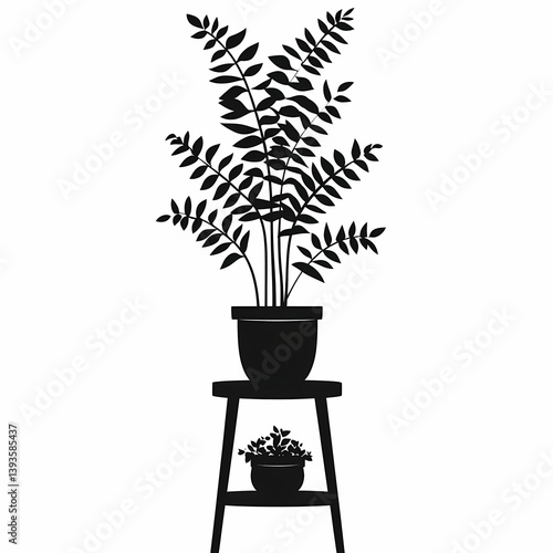 Modern Indoor Greenery: Decorative Houseplants with Ferns and Minimalist Style for Home Decor