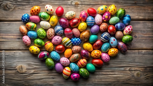 Colorful Easter Eggs Arranged in Heart Shape