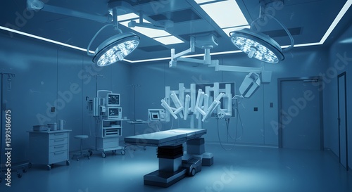 Futuristic operating room with advanced medical equipment
