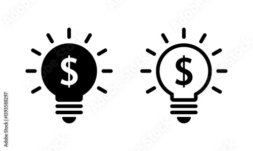 Light bulb with dollar icon. Lamp with usd sign symbol
