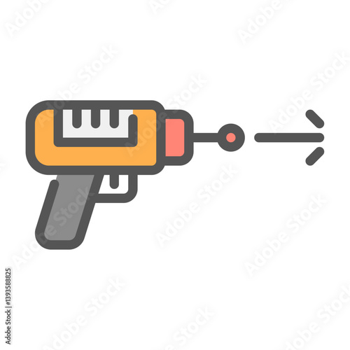 laser gun filled outline icon. laser gun color line illustration.