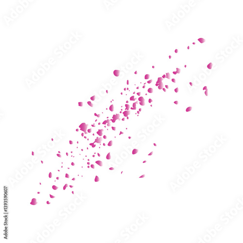A gentle pink petal flurry dancing on a white canvas, a delicate and dreamy visual poem of scattered blossoms.