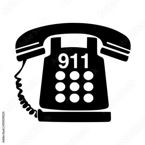 911 Phone Icon - Vector Illustration