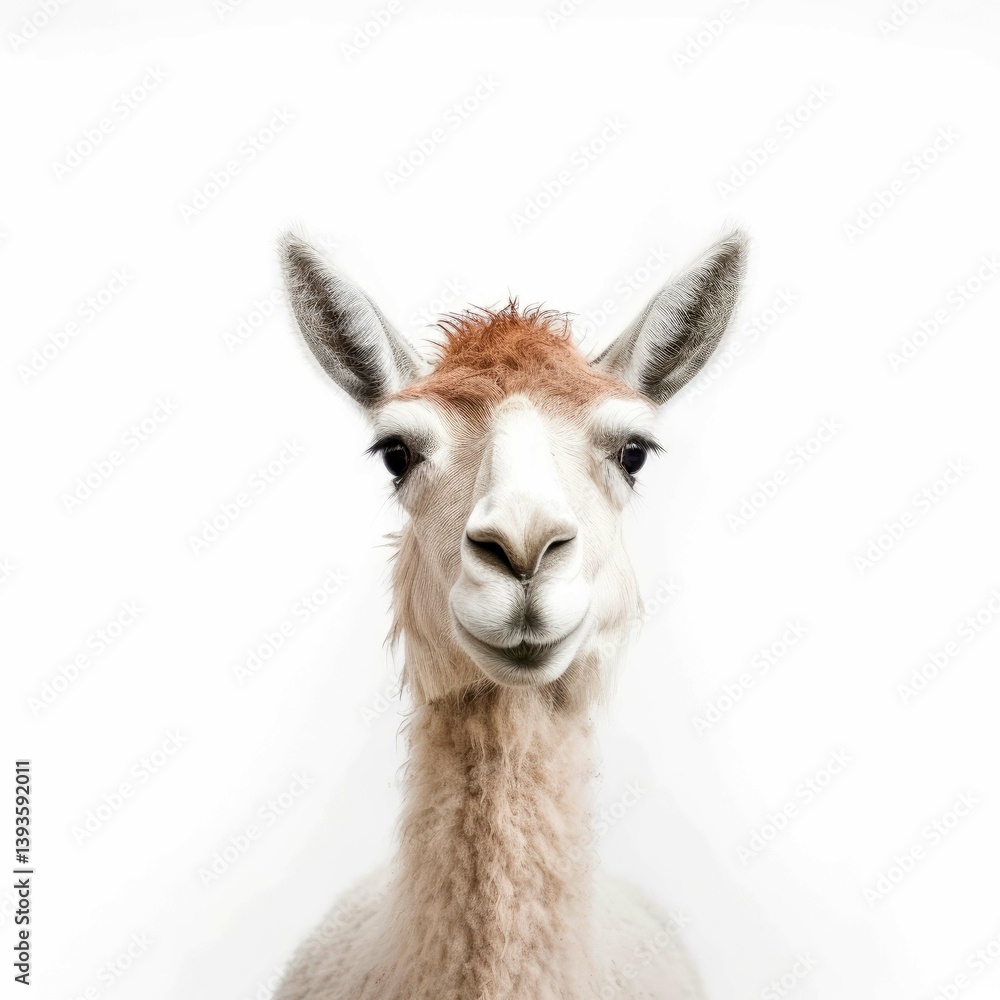 Fototapeta premium Adorable Llama Portrait: A Close-Up of a Smiling Llama