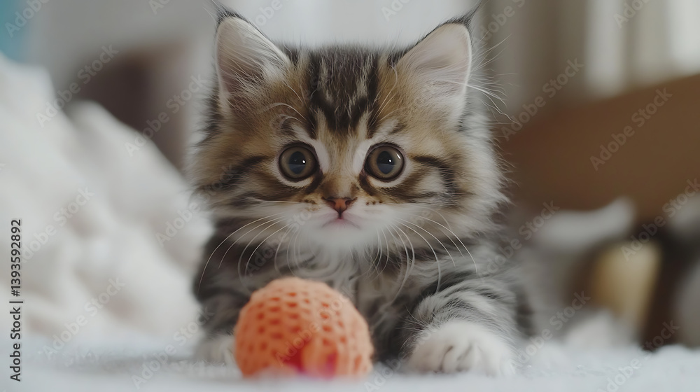 A kitten is playing with a toy A kitten is playing with a toy
