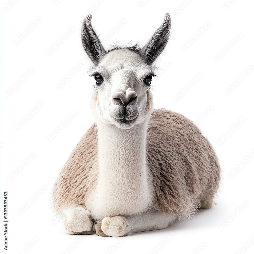 Obraz premium Adorable White Llama Portrait: Peaceful and Serene Animal Photography