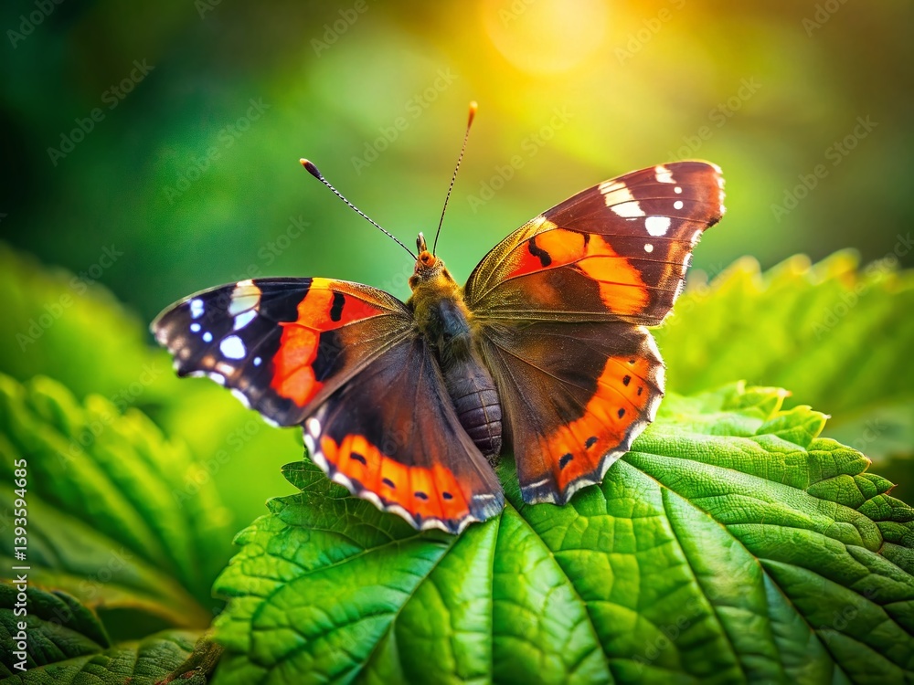 Closeup of a Red Admiral Butterfly on a Forest Leaf A Stunning Macro Photography Capture of Natures Beauty Closeup of a Red Admiral Butterfly on a Forest Leaf A Stunning Macro Photography Capture of Natures Beauty