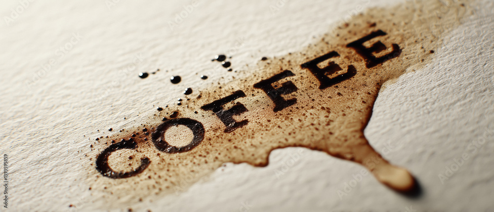 Coffee stains forming the word
