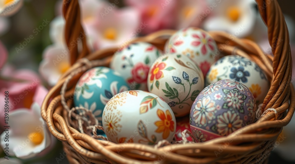 easter eggs in a basket easter eggs in a basket