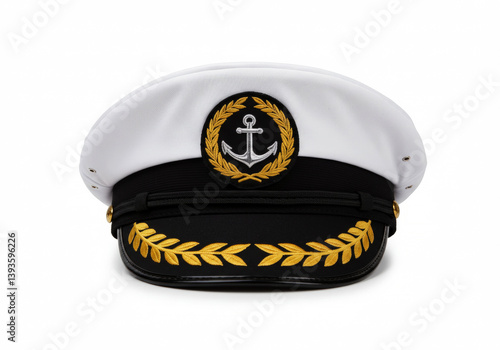 Captain's cap with anchor isolated on a white background