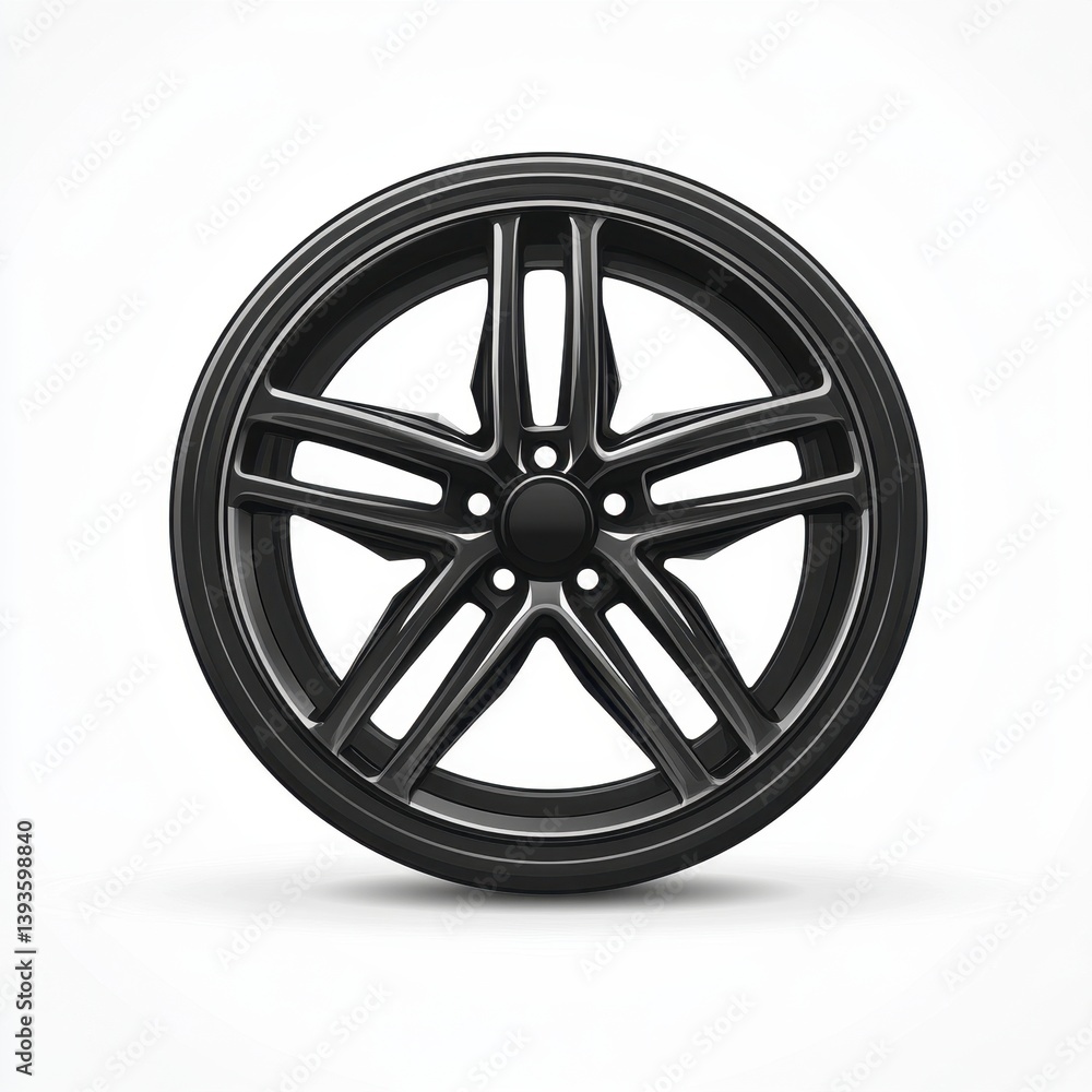 Fototapeta premium Black Alloy Wheel Rim Isolated on White Background