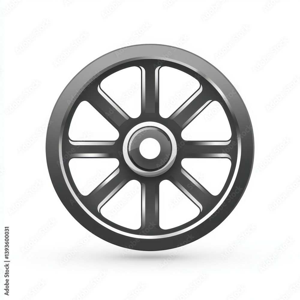 Gray Minimalist Flywheel Icon on White Background Gray Minimalist Flywheel Icon on White Background