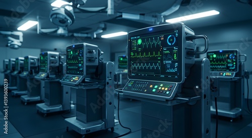 High-tech monitors aligned in a medical facility