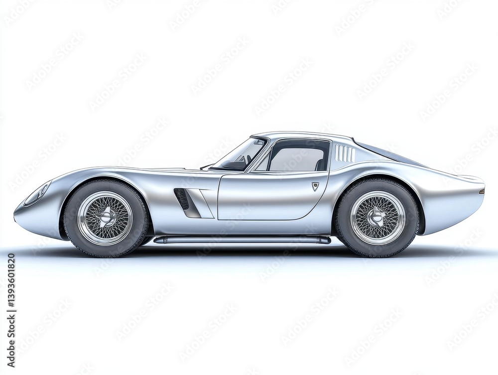 Fototapeta premium Silver Classic Sports Car Side View Studio Shot