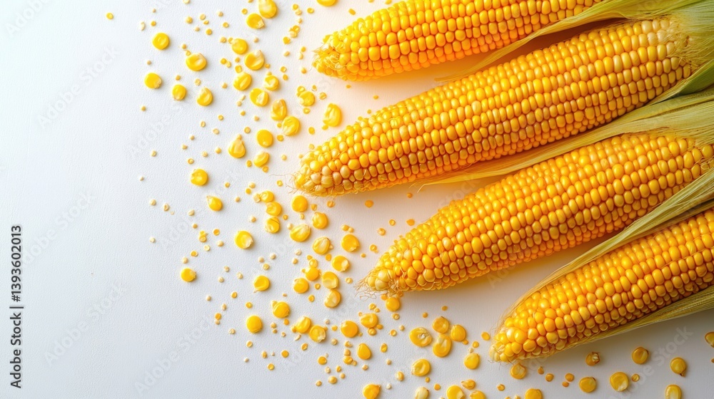 isolated organic fresh corn or maize on a white background.