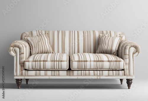 insulated sofa 3d background striped white design unusual comfy down steel relax red green style pillow house home area object natural settee couch three-dimensional living decor rest room cushion