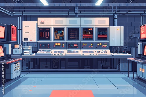 Cutting-Edge Technology Control Room with Advanced Digital Interface in Modern Industrial Workspace