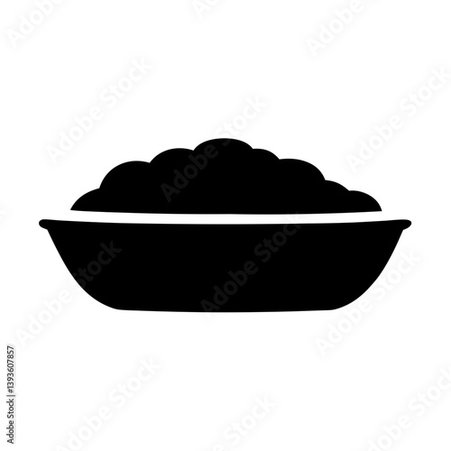A Simple Black Silhouette of a Bowl Filled with Food or Pet Food