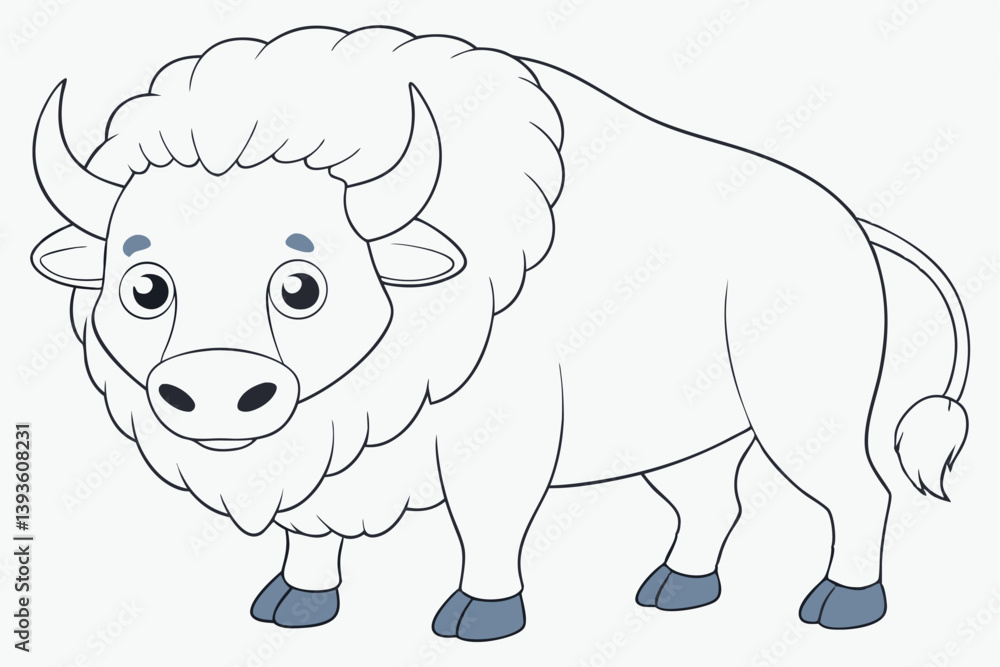 Obraz premium coloring Bison outline vector illustration and ready for print.