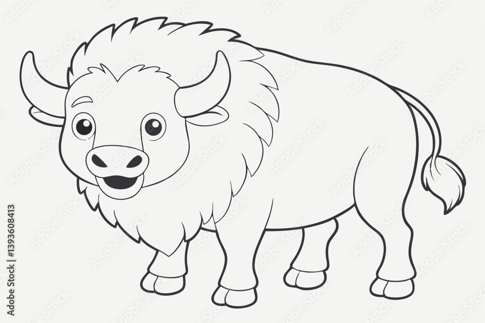 Naklejka premium coloring Bison outline vector illustration and ready for print.