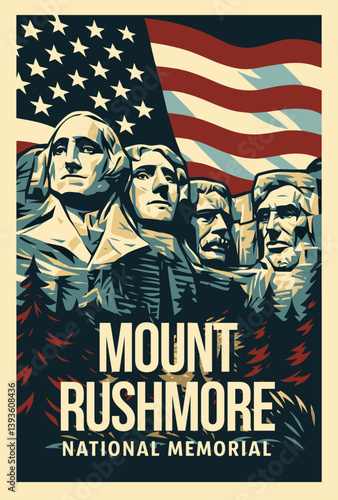 mount rushmore national memorial vector illustration
