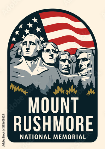 mount rushmore national memorial vector illustration