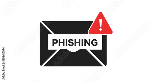 Phishing email warning with alert symbol