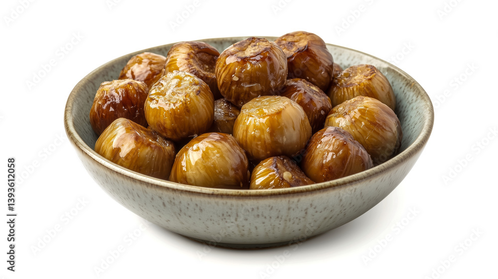 Delicious caramelized onions served in a decorative bowl Delicious caramelized onions served in a decorative bowl