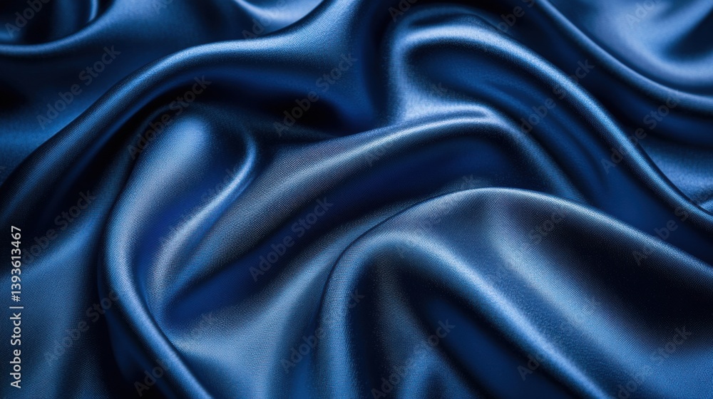 Fototapeta premium Luxurious, flowing blue silk with dramatic folds and subtle texture. A rich, elegant fabric display