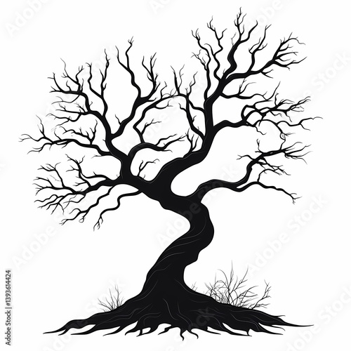 Abstract Silhouette of a Leafless Tree - Creative Design and Artistic Tattoo Inspiration