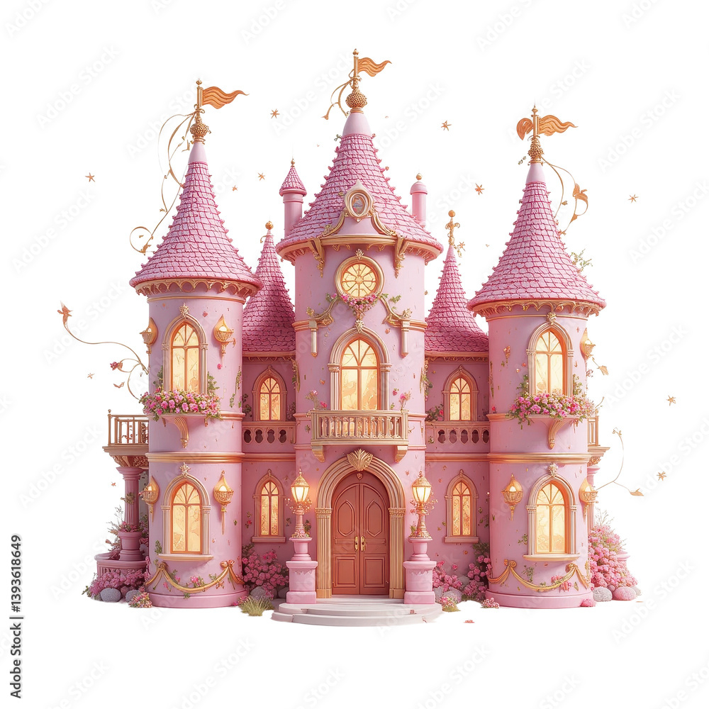 Fototapeta premium Floral Fantasy Pink Castle